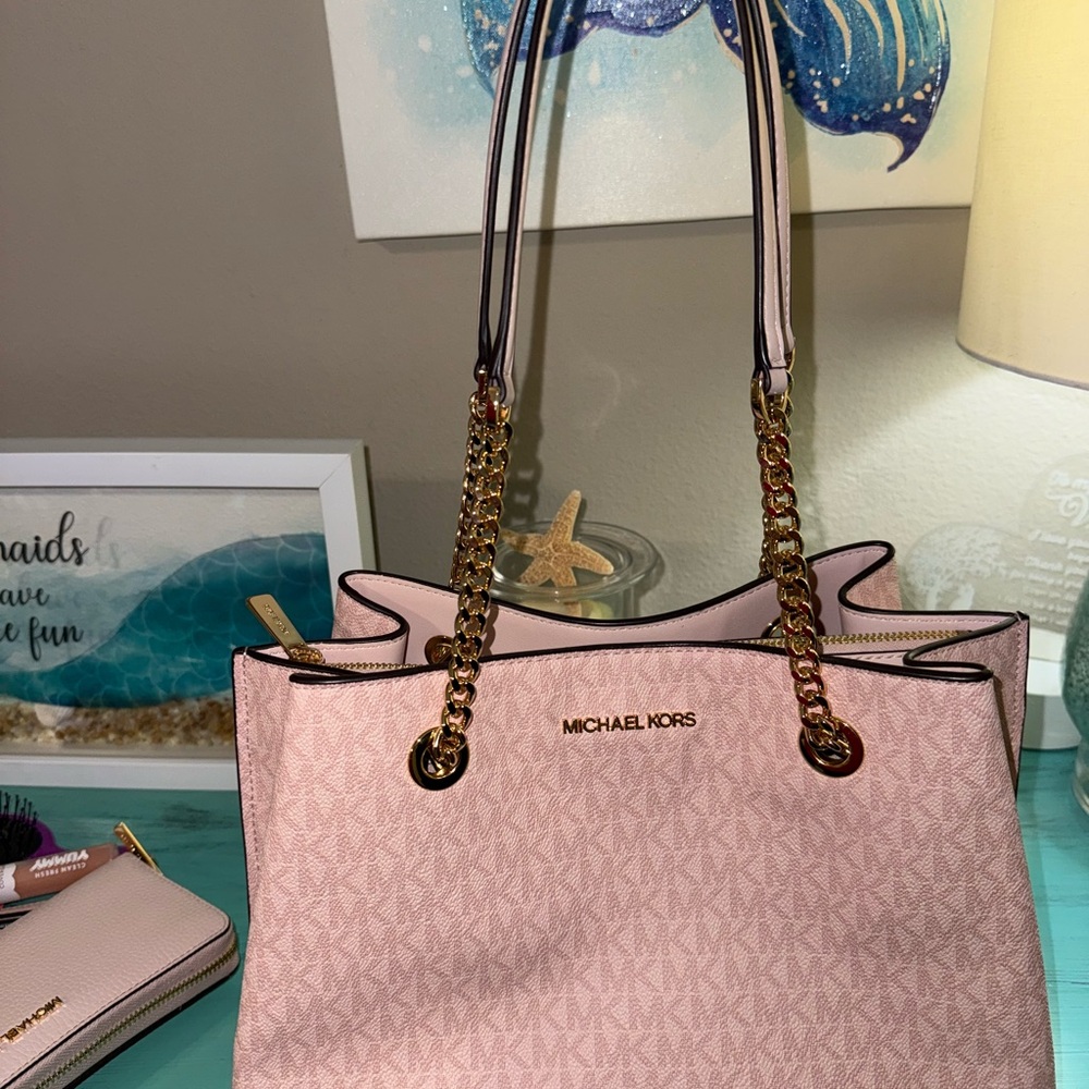 Michael Kors Light Pink Tote with Gold Accents